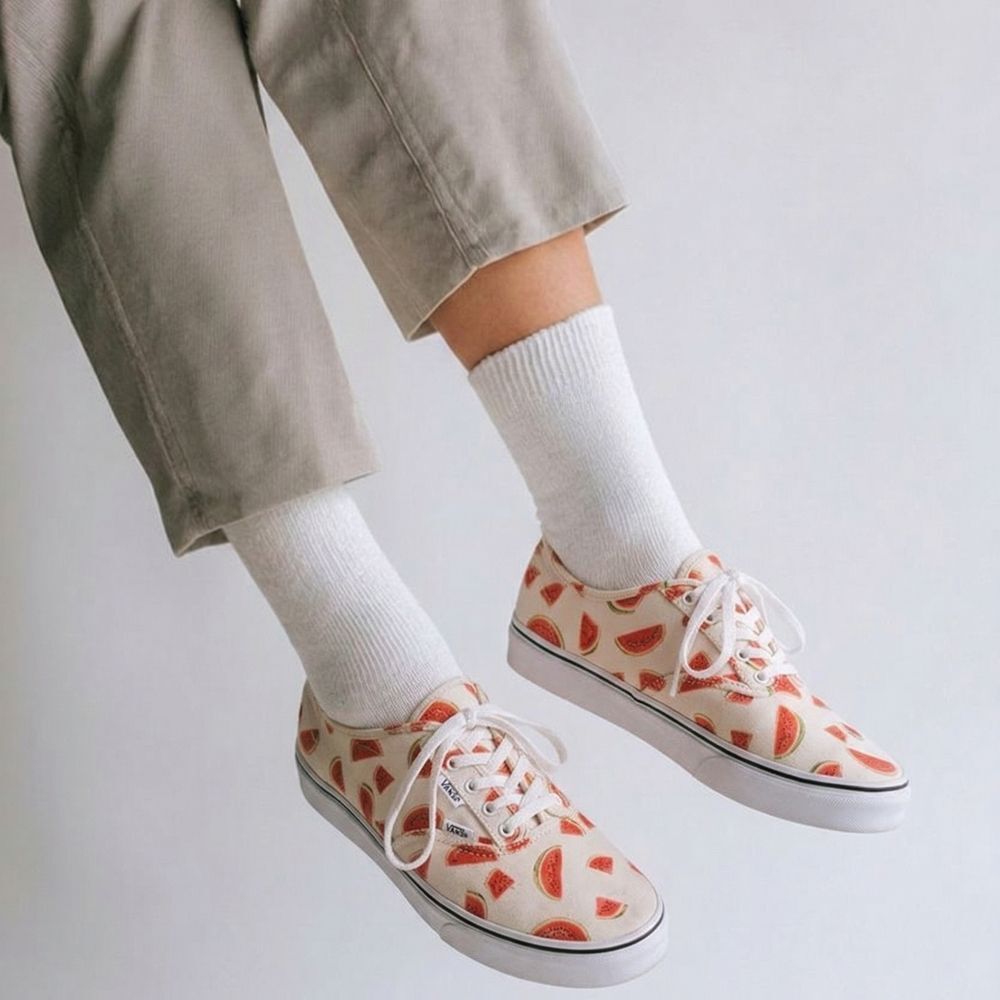 Vans Women's Cream Sneakers with Watermelon Print